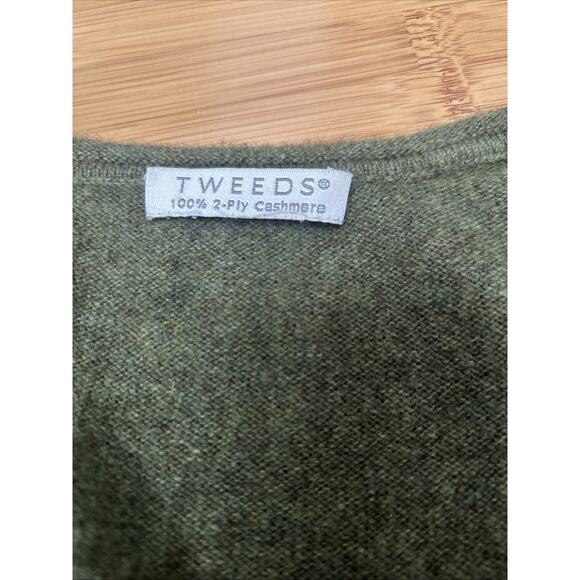 Vintage Tweeds Olive Green 100% 2Ply- Cashmere Sweater Classic Preppy Style Sz S - Picture 5 of 5